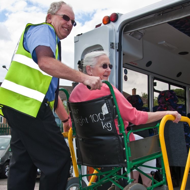 Shopper Using Wheelchair Lift